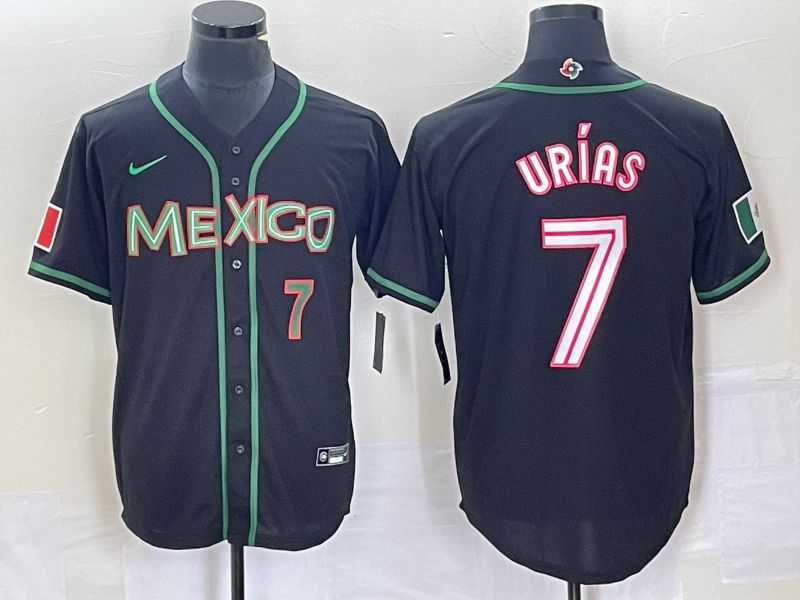 Men 2023 World Cub Mexico #7 Urias Black white Nike MLB Jersey36->more jerseys->MLB Jersey